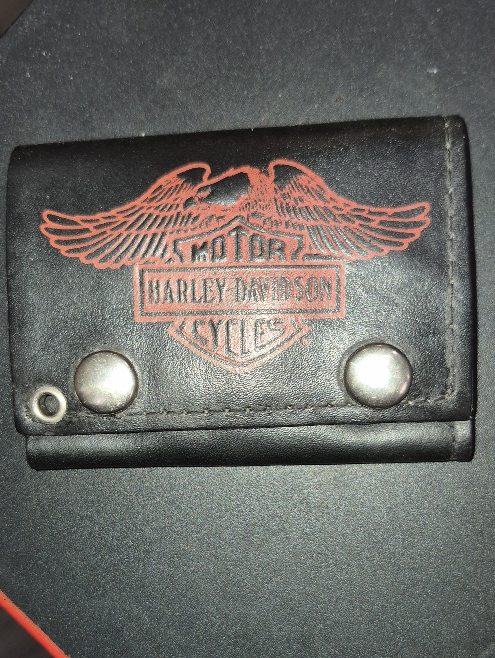 Vintage Harley-Davidson Black Wallet with Red Wings. New-old-stock